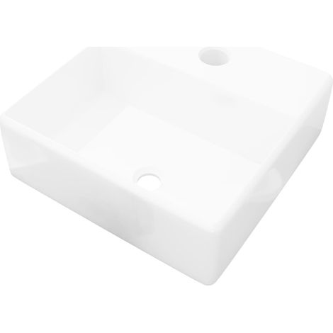 Lavabo carré à trou pour robinet Céramique Blanc