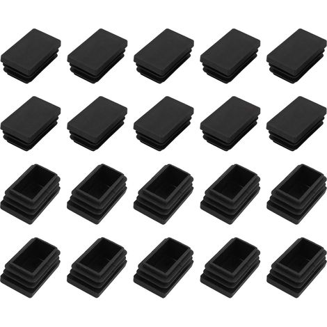 Tapones rectangulares (50 x 30 mm) negros, 24 unidades, tapones protectores de plástico para tubos rectangulares con rosca, ideales para patas de muebles, mesas y sillas (1/5)