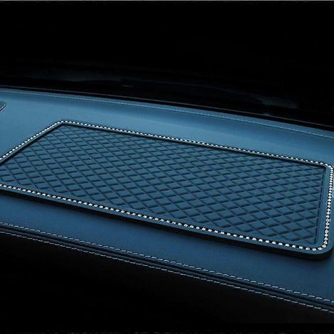 Tapis antidérapant rectangulaire pour voiture, motif losanges, pour tableau de bord et bureau - 30 x 14,5 cm, noir (1/5)