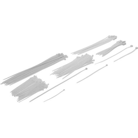 Assortiment de Colliers  Blanc 100-300 mm - 250 pcs - Fixation Pratique et Polyvalente - D-Work (1/5)
