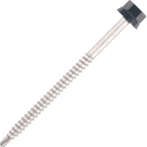 Vis bac acier - Sommet de nervure - Support bois - TH12 6.3x100 RAL au choix - 100 pièces (1/5)