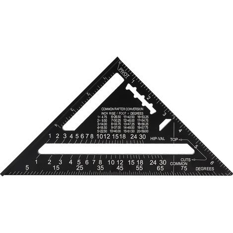 7 Zoll metrischer Dreieckwinkelmesser aus schwarzer Oxidations-Aluminiumlegierung für Dacharbeiten (imperial) (1/5)