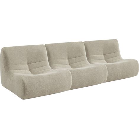 sweeek - 3er-Set modulare 1-Sitzer Sessel mit strukturiertem Bouclé-Bezug, Strukturiertes  Bouclé, Beige