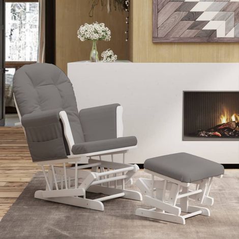 Sillón de lactancia con taburete tela gris oscuro (1/5)