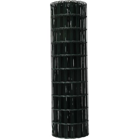 1 rouleau grillage soudé, hauteur 1,2 m x longueur 25 m, mailles 5 x 10 cm, fil acier galvanisé 1,7 mm, revêtement plastique vert (1/2)