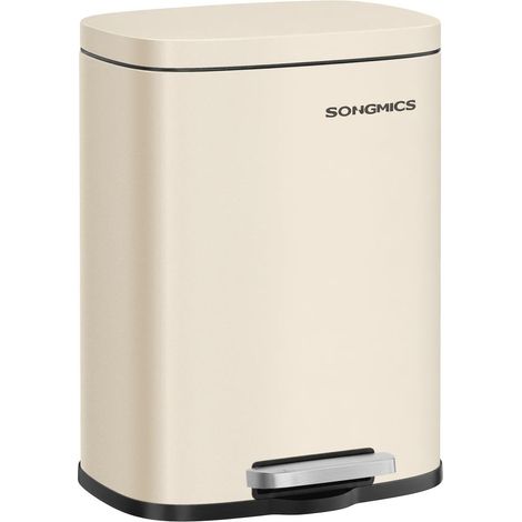 Poubelle de salle de bain 38,4 x 28,6 x 25,2 cm avec seau intérieur fermeture douce en acier beige (1/2)