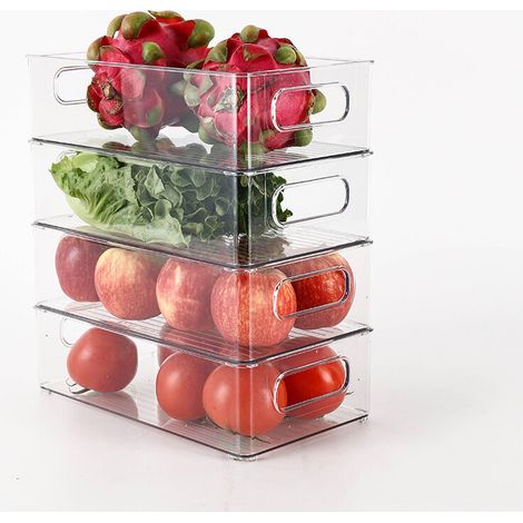 [NIEMALS VERWENDET] stapelbare Aufbewahrungsboxen für den Kühlschrank, transparent, für die Arbeitsplatte, für Obst und Gemüse, 26,5 x 15 x 7,7 cm