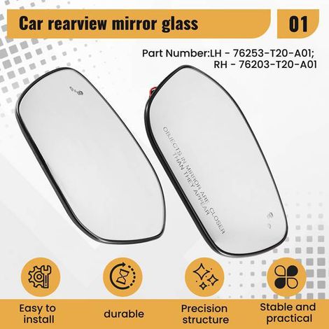 1 pair of rearview mirrors 76253-T20-A01 and 76203-T20-A01 with glass lenses, blind spot lights and brackets. (1/5)