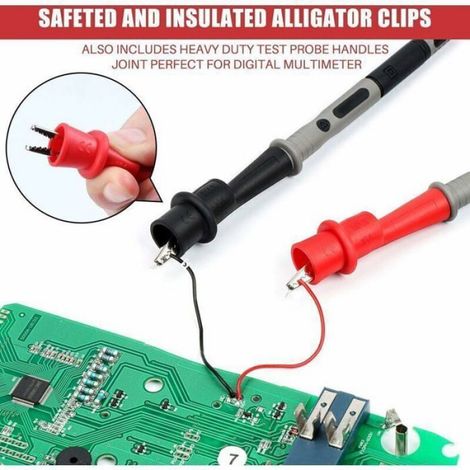 Vente chaude-Sondes de Multimètre, de Cordon Test Electrique Inclus Pinces Crocodile, Mini Grip Fil, Petits Crochets et Sondes de (1/3)