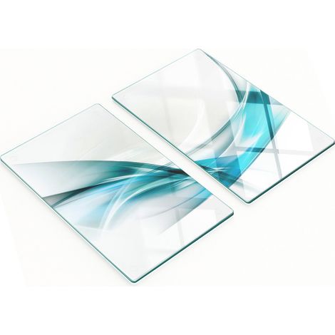 Juego de dos tablas de cocina de cristal con diseño de líneas abstractas, 2x30x52 cm. (1/5)