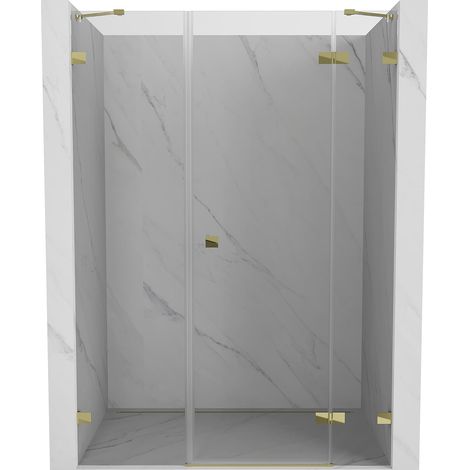 Mexen Lunar porta doccia a battente destra 145 cm, trasparente, oro - 834S-145-050-50-00-P (1/5)