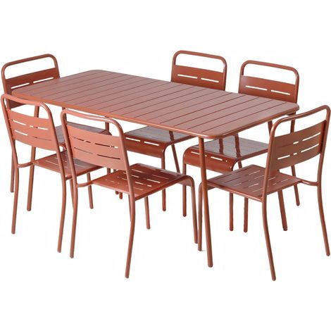 Ensemble table de jardin 160 cm et 6 chaises terracotta BERGAME