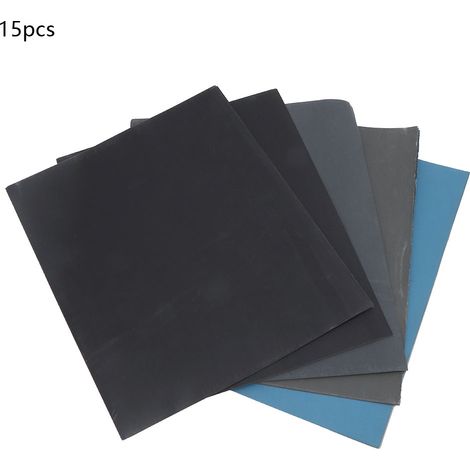 Ortviai Papier abrasif humide/sec 23 x 28 cm – Lot de 15 feuilles (800/1500/3000/5000/7000 grains) (1/5)