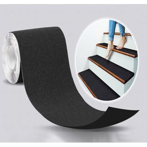 Bande Antidérapante Adhésive pour Escaliers, Friction, Abrasif pour les Sécurité, Escabeau, Intérieur, Extérieur, Haute Traction, 15CM x 5M, Noir, (1/4)