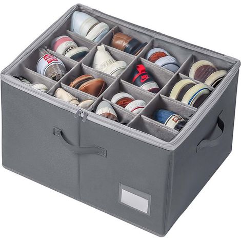Organisateur de Chaussures pour le Placard à 16 Paires,Grandes Boîte Rangement Chaussures, Range Chaussure Transparente et Pliables, Boîtes à Chaussures avec Poignées Renforcées (1/5)