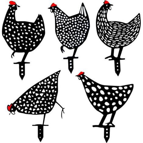 Lot de 5 poules réalistes - Décoration de jardin - Décoration en forme de poulet - Silhouette de cour Pour pelouse, chemin, trottoir, jardin