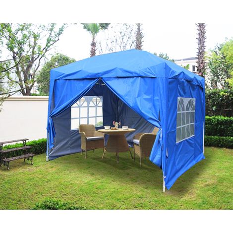 2x2m Outdoor Pop Up Gazebo Garden Party Marquee Tent with 4 Leg Weights Blue (1/5)