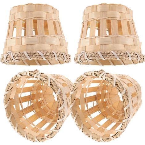 Hand-Woven Bamboo Lampshade, 3.15 Inches, Natural Design, for Bedside Lamp, Living Room, Office (1/5)