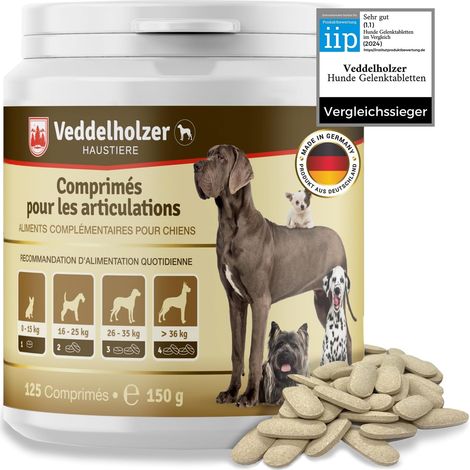 Comprimés pour Les articulations des Chiens à Base de moules Vertes, de MSM, de Griffe du Diable, de glucosamine et de collagène. 125 Capsules à Utiliser comme friandises (1/5)