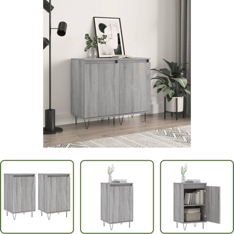 Holzwerkstoff - Sideboards 2 Stk. Grau Sonoma 40x35x70 cm Holzwerkstoff (1/5)