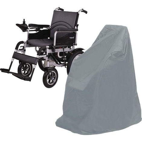 Housse pour fauteuil roulant, housse imperméable pour fauteuil roulant, housse anti-poussière pour fauteuils roulants électriques, déambulateurs ou fauteuils roulants de qualité supérieure (grise)
