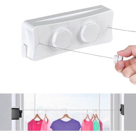 Stendibiancheria retrattile per balcone, stendibiancheria retrattile da esterno in acciaio inox da 5,1 m, stendino retrattile per abiti da esterno, stendibiancheria