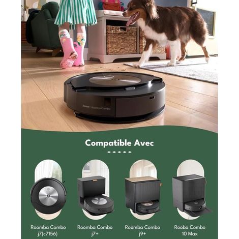 21 Pièces kit de Pièces Détachées pour iRobot Roomba Combo j7/j7+/j9/j9+/10 Max L'aspirateur: 2 Brosses Principales, 4 Brosses Latérales, 4 Filtres HEPA, 6 Sacs à Poussière, 4 Chiffons, 1 Brosse (1/3)
