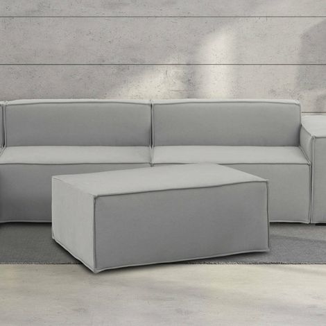 Dmora - Pouf Dabdella, Pouf de salon, 100% Made in Italy, Fauteuil relax en tissu rembourré, Cm 100x70h43, Gris (1/5)