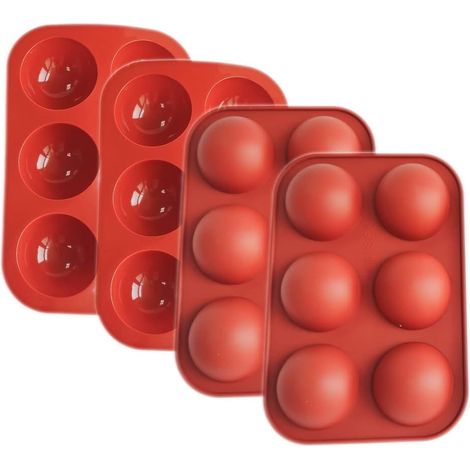 Lot de 4 moules silicone demi-sphère 6 trous pour chocolat, gâteau, gelée, dôme. (1/5)