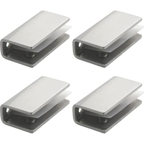 Edelstahl-Glasklemme, 4 Stück, Glasregalhalterung, Glasgeländerklemme, 8–12 mm Spiegelhalter, Wandspiegelbefestigung, Paar (1/4)