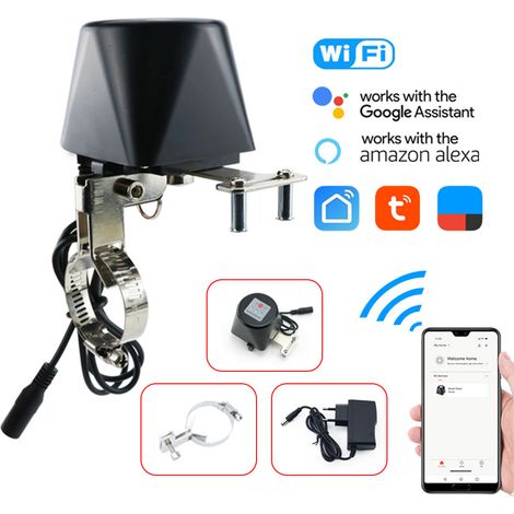 Vanne connectée WiFi Tuya/Smart Life pour eau et gaz, commande vocale, compatible vannes à boisseau sphérique, installation facile (1/5)