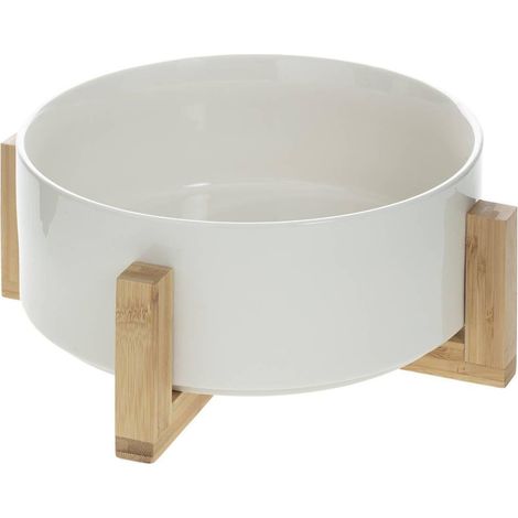 Salatschüssel aus Keramik, Ø 24 cm, mit Bambusständer (1/4)