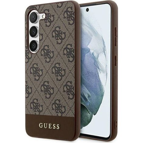 Guess 4G Bottom Stripe Metal Logo Kollektion - Samsung Galaxy S24+ Hülle (Braun) (1/5)