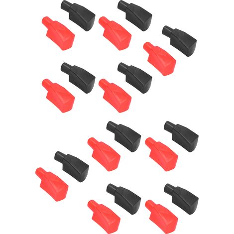 Lot de 10 manchons de protection flexibles en caoutchouc pour bornes de batterie (rouge et noir), style borne supérieure. (1/5)