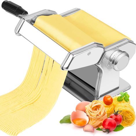 Pasta Maker, Pasta Maker, Aluminum Alloy Pasta Maker with 9 Adjustable Thickness Settings and 2 Knives Manual Pasta Maker for Pasta, Spaghetti, Fettuccine, Lasagna (1/5)