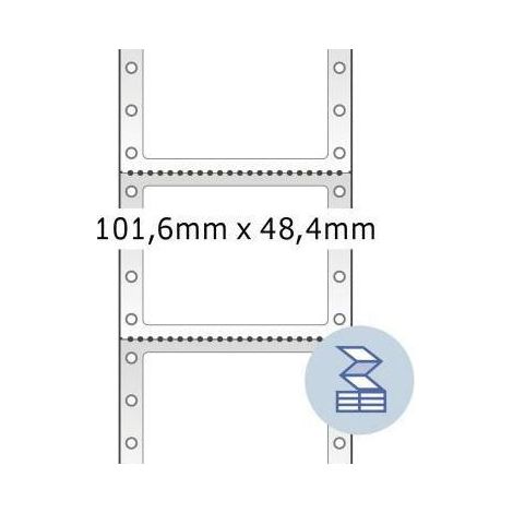 Endlosetikett 101,6 x 48,4 mm (B x H) nicht wieder ablösbar mit Führungslochrand Papier weiß 1-bahnig 3.000 Etik./Pack. (1/4)