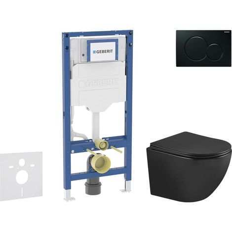 Geberit Duofix - Set de bâti-support, cuvette Oudee et abattant softclose, plaque de déclenchement Sigma01, noir SANI11CA5508
