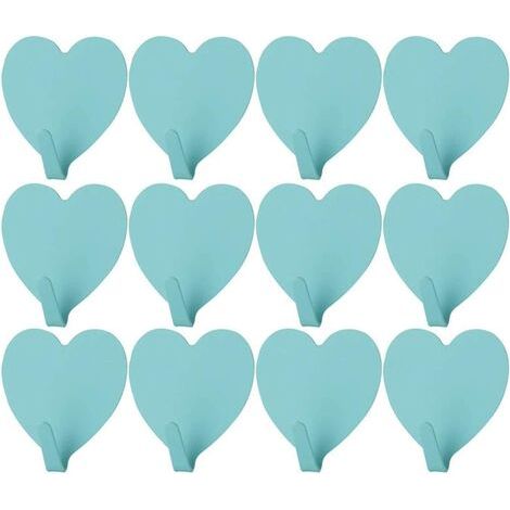 Lot de 12 cintres muraux en fer en forme de cœur, auto-adhésifs et sans rail, avec porte-clés décoratif (Couleur : foncé) (1/5)