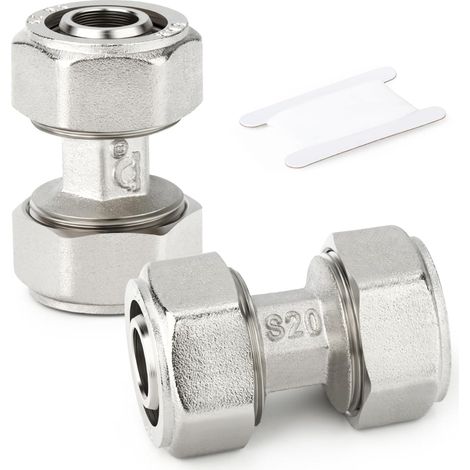 2-teilige Union-Druckluftleitungsverschraubungen, 1/2"-Rohrleitungen, vernickeltes Messingrohrsystem - (1/5)