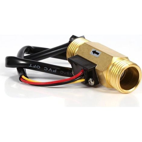 Capteur de Débit d'eau Débitmètre Fluidmètre Interrupteur de débit d'eau 60mm G1/2 in Fil de cuivre Liquide Compteur 1-30L/min (1/5)