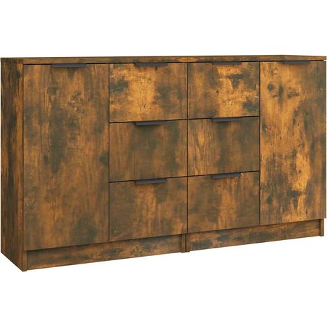 Maison Exclusive - Credenze 2 pz Rovere Fumo 60x30x70 cm in Legno Multistrato (1/5)