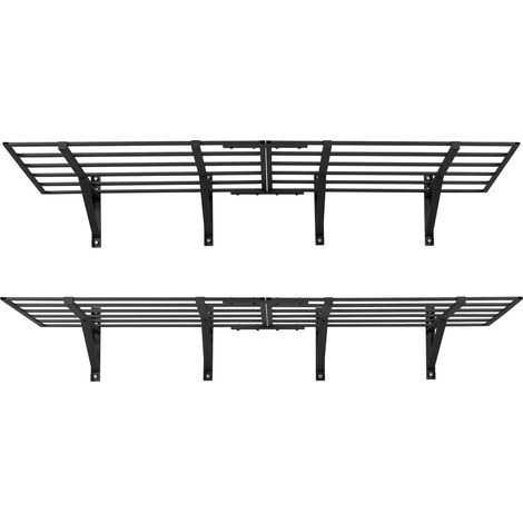 Étagère murale garage 2 niveaux, acier robuste, 4 panneaux 610x914 mm, capacité 725 kg, noir (1/5)