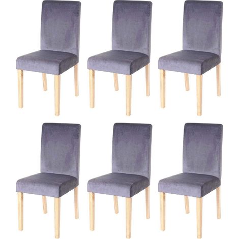 Juego de 6 sillas de comedor/cocina en tela de terciopelo gris CDS04610 (1/5)