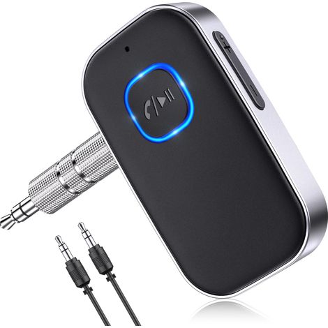Adaptateur audio Bluetooth sans fil avec microphone antibruit pour appels mains libres, 16 heures d'autonomie, noir/argent (1/5)