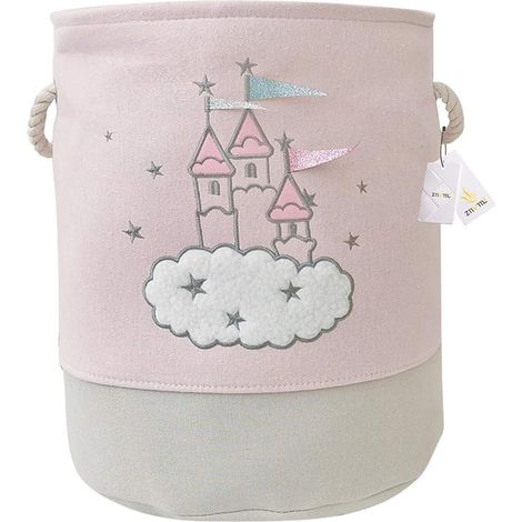 Cesta de ropa plegable de tela grande con estampado de castillo, para organizar juguetes, ropa y habitaciones infantiles.