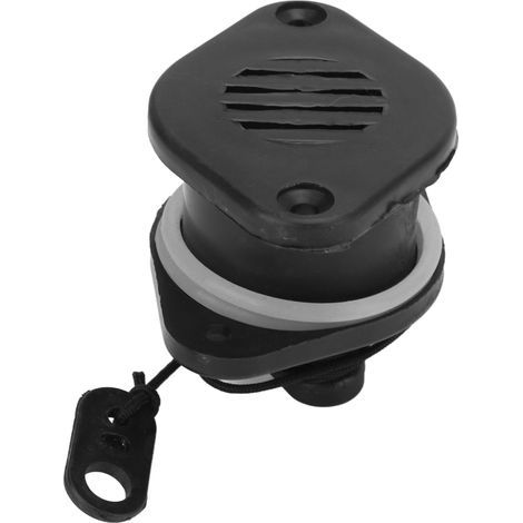 Soupape de vidange PVC noire pour bateau pneumatique, résistante à l'eau de mer, idéale pour pêche et loisirs nautiques. (1/5)