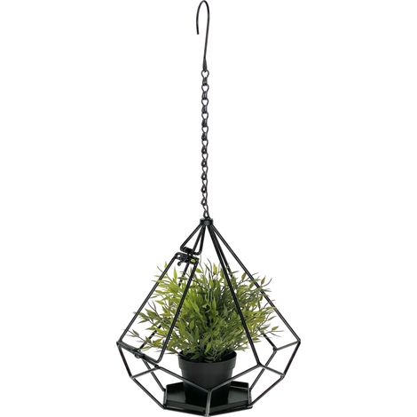 DanDiBo Blumenampel innen Metall Wand Hängepflanzen 64 cm 96075 S mit Tür 6 Ecken Pflanzenhänger Blumenhänger Topfhänger Blumen Blumentopfhänger Hängetopf