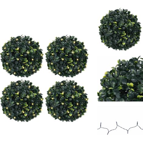 Boules de buis artificielles avec lumières LED 4 pcs vert 12 cm - Boule De Buis Artificielle - Boules De Buis Artificielles - Boule Topiaire Artificielle - Fausse Boule Topiaire (1/5)