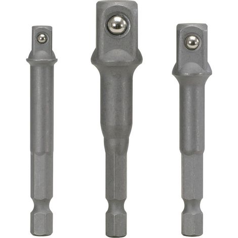 Ks Tools – Jeu de 3 adaptateurs porte-douilles 1/4''-3/8''-1/2'' – Entraînement hexagonal DIN 3126 – Acier S2 pour visseuses et perceuses