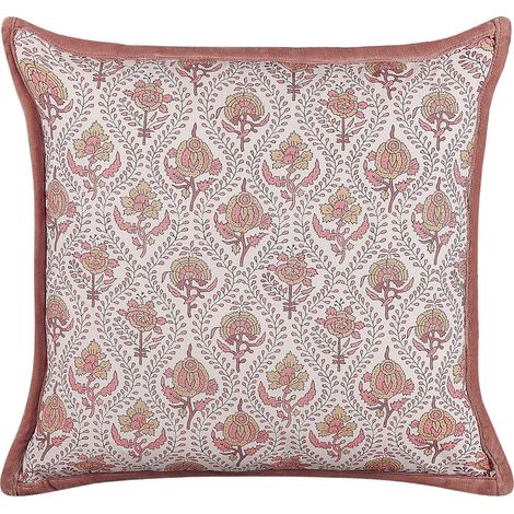 Throw Cushion PICEA Cotton 45 x 45 cm Red Floral Pattern